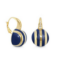 Lauren G. Adams Bamboo Stripe Earrings (Gold & Blue)